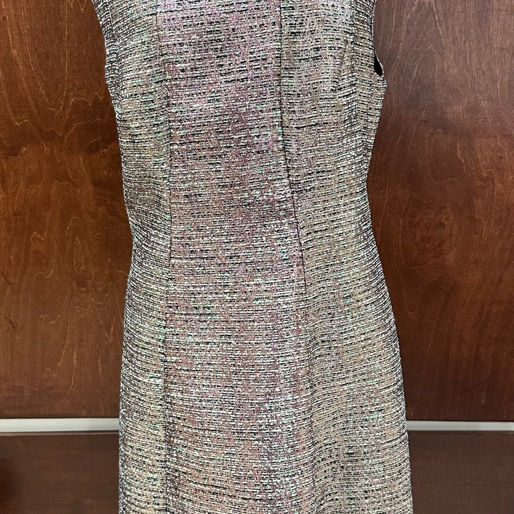 Elegant Metallic Tweed Sleeveless Dress